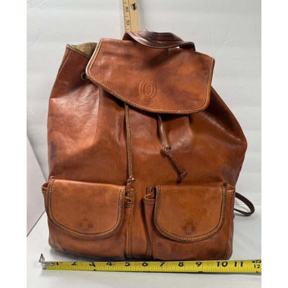 Vintage Pollini Bucket Bag Backpack Brown Leather Made in Italy main image 12